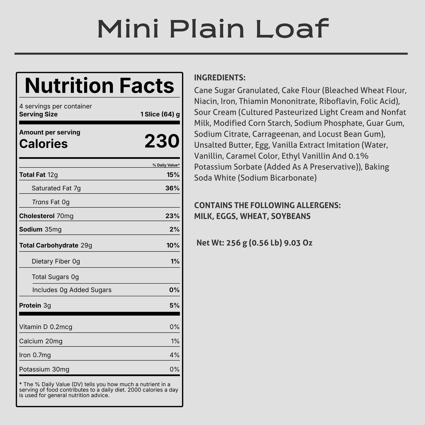 Mini Plain Loaf Cake